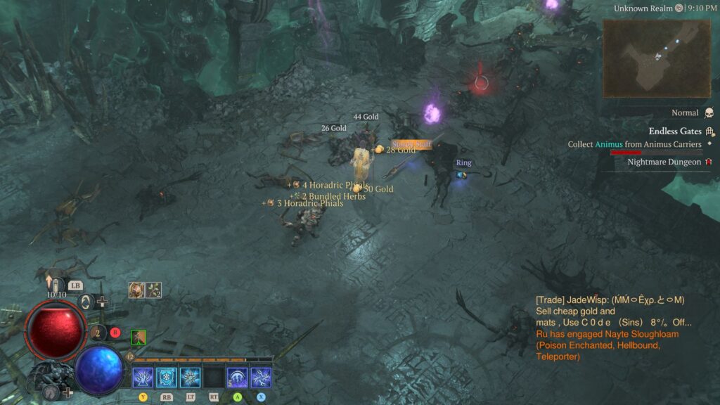You can easily farm Horadric Phials in Nightmare Dungeons (Screenshot via esports.gg)