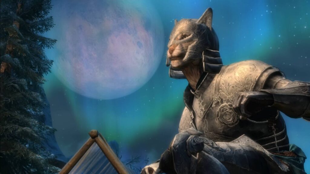 An armored Khajiit (Screenshot via esports.gg)_