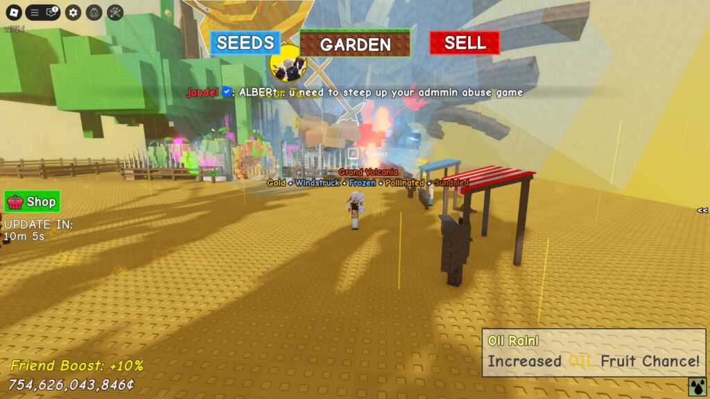 Oil Rain in Grow a Garden (Screenshot via esports.gg)