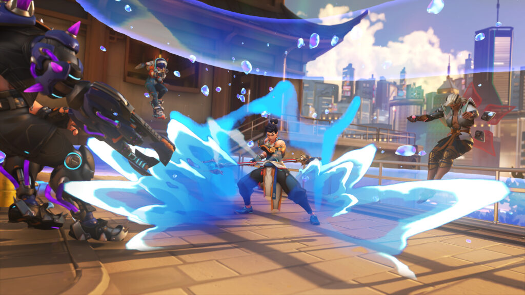 Wuyang's staff and the way that the water moves is all him plus technology (Image via Blizzard Entertainment)