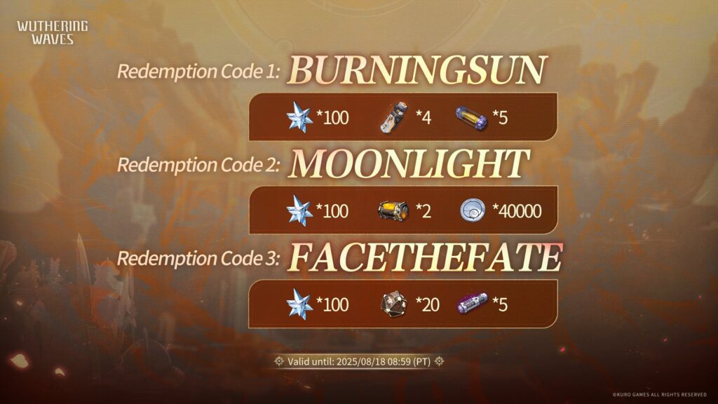 WuWa 2.6 redeem codes (image via Kuro Games)