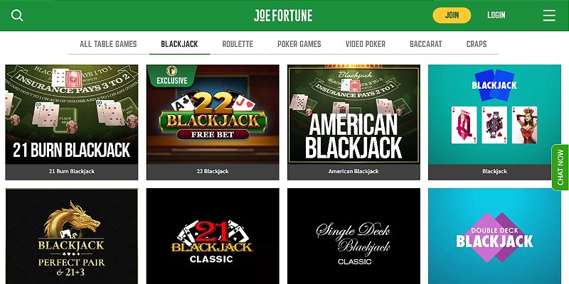 JoeFortune Casino AU - Blackjack