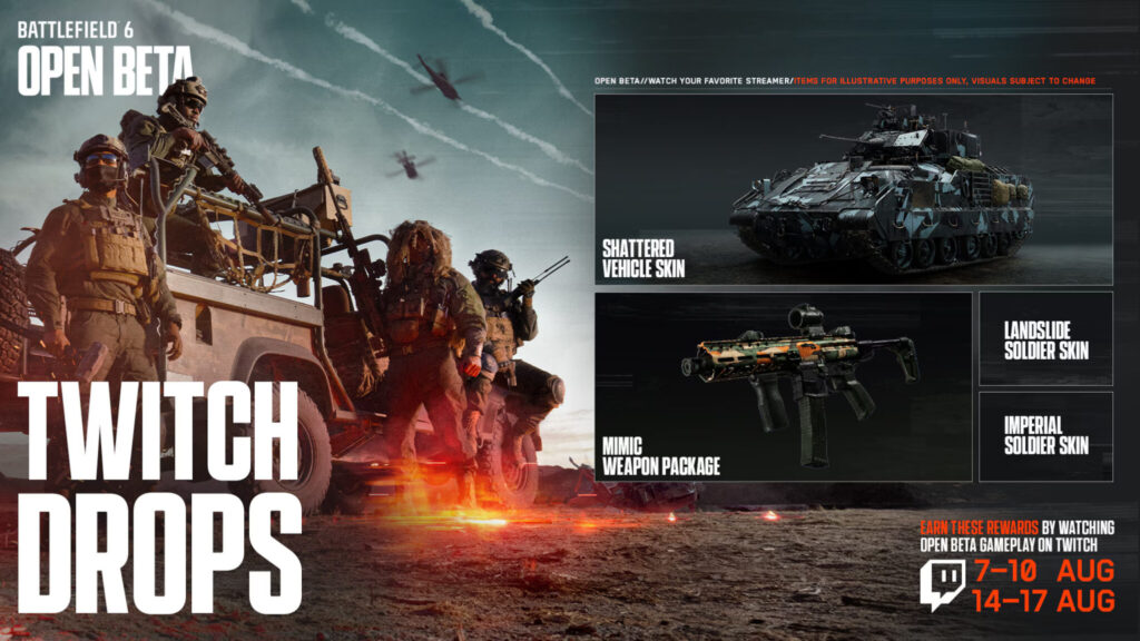 The Twitch Drops for the Battlefield 6 beta. Image via EA