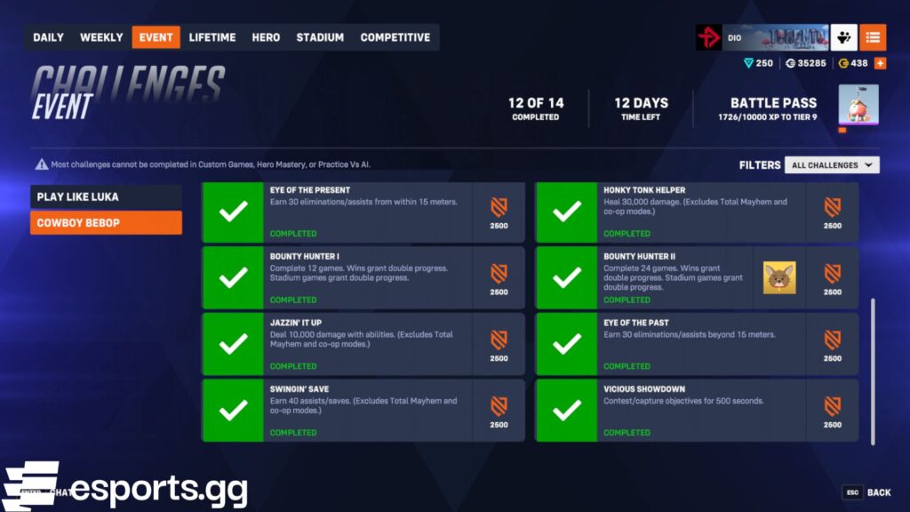 Challenges (Screenshot via esports.gg)