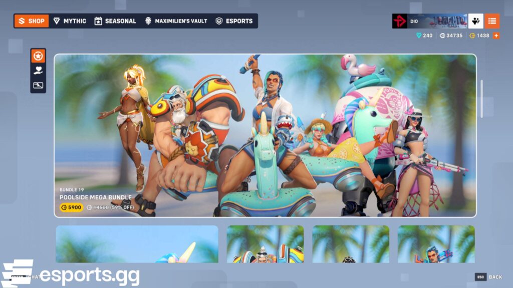 Overwatch 2 shop today (Screenshot via esports.gg)