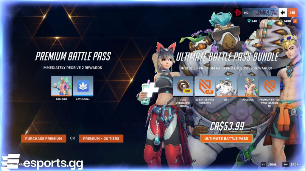 How to unlock the Lily Roadhog and Poolside Wuyang skins (Screenshot via esports.gg)