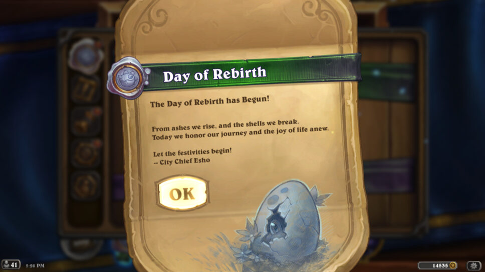 Day of Rebirth Mini-Set now live with special Hearthstone event and freebies cover image