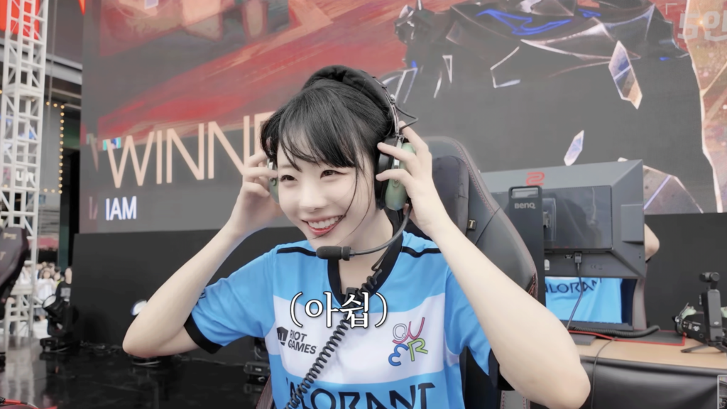 Hina on stage in a showmatch at VCT Champions 2024 in South Korea