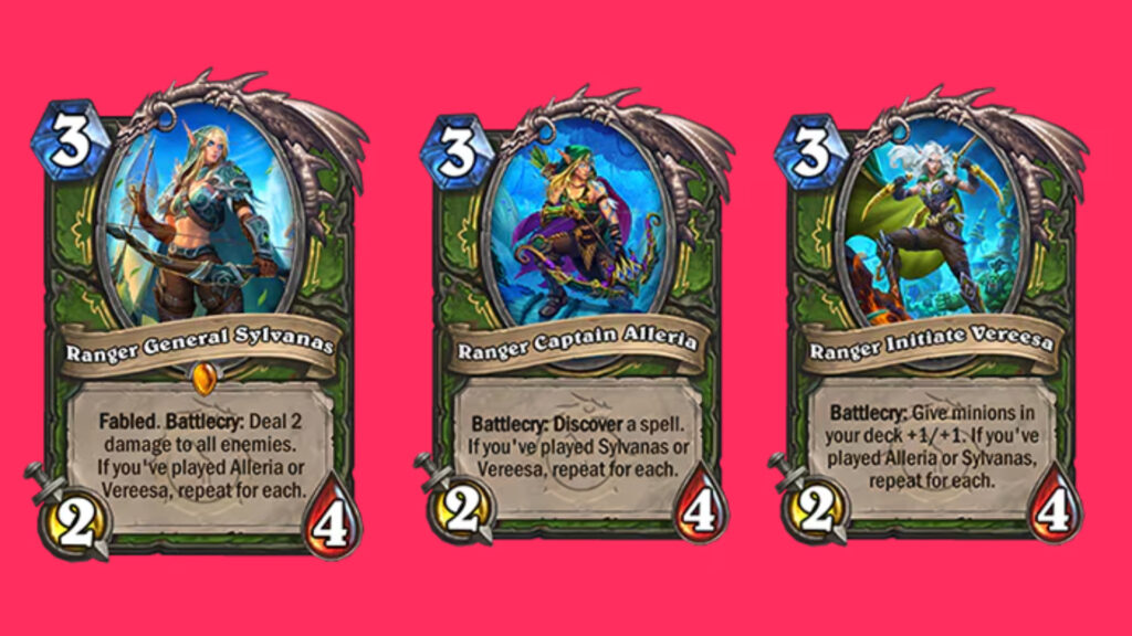 Ranger General Sylvanas and her sisters in Hearthstone's Across the Timeways expansion (Images via Blizzard Entertainment)