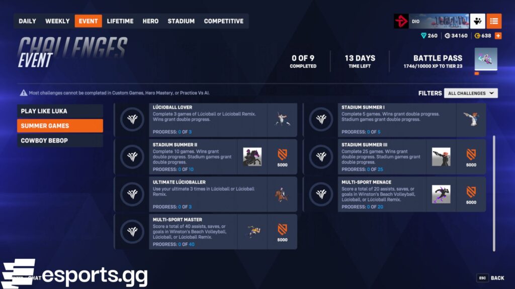 Overwatch 2 Summer Games 2025 rewards (Screenshot via esports.gg)