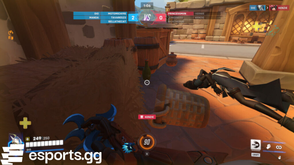 Genji in the Overwatch 2 Mischief & Magic game mode (Screenshot via esports.gg)