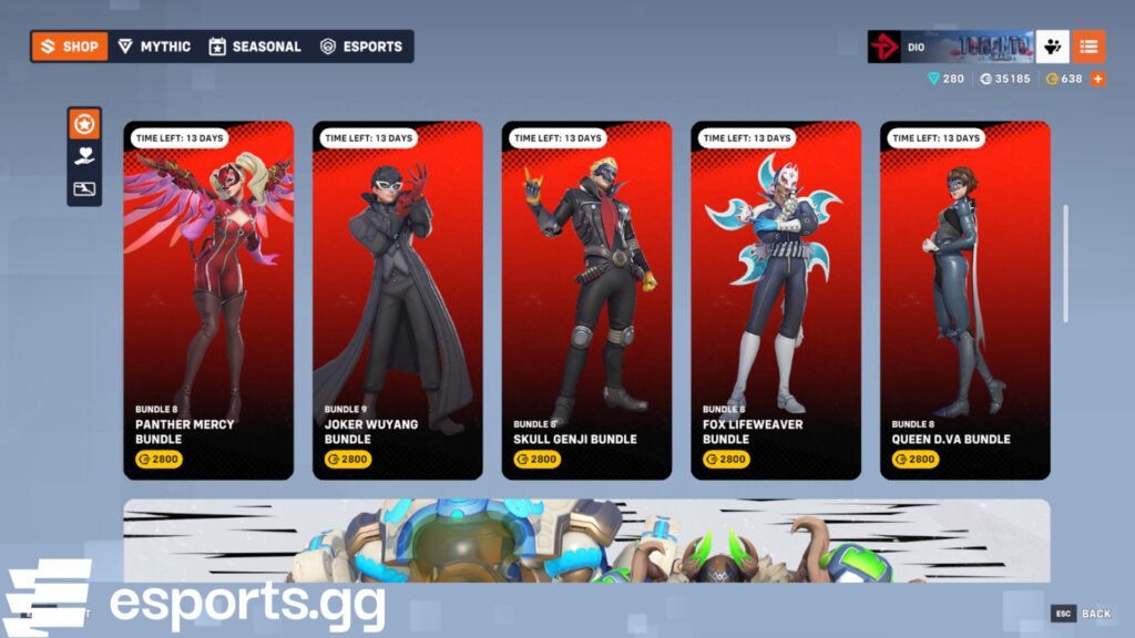 Overwatch 2 Persona 5 skins (Screenshot via esports.gg)