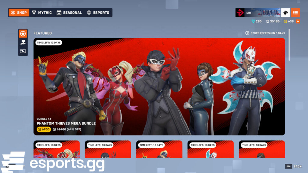 Overwatch 2 shop rotation (Screenshot via esports.gg)