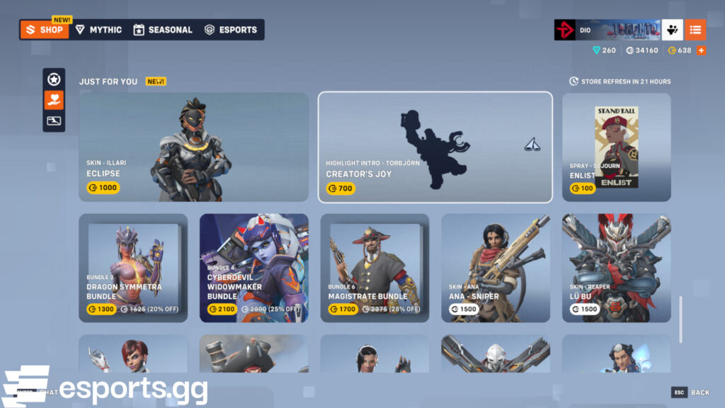 Overwatch 2 Just For You shop