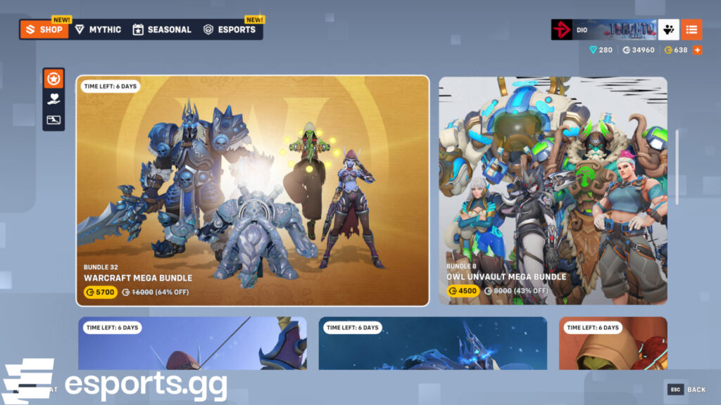 Overwatch 2 shop today (Screenshot via esports.gg)