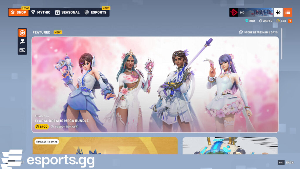 Overwatch 2 shop rotation (Screenshot via esports.gg)