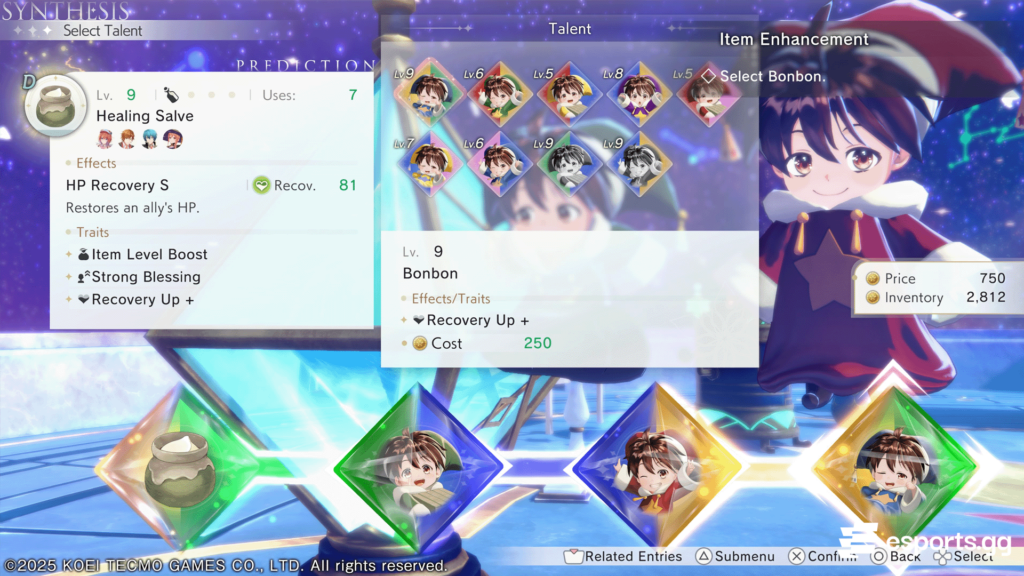A successful Item Upgrade adds three healing traits to my lowly Healing Salve (Image by esports.gg)