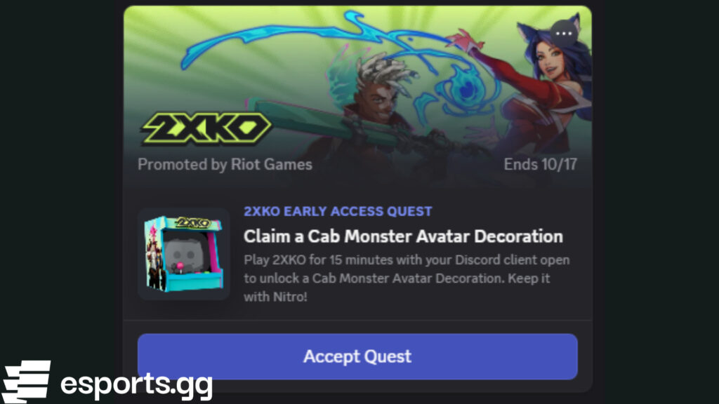 The early access 2XKO Discord Quest (Screenshot via esports.gg)