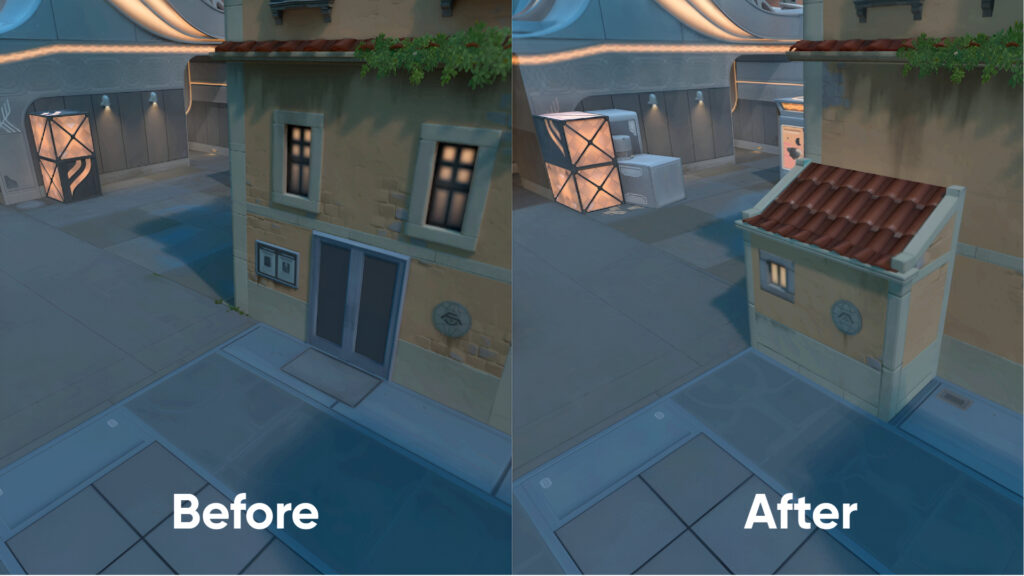 Pearl B site main entrance (Collage by esports.gg)