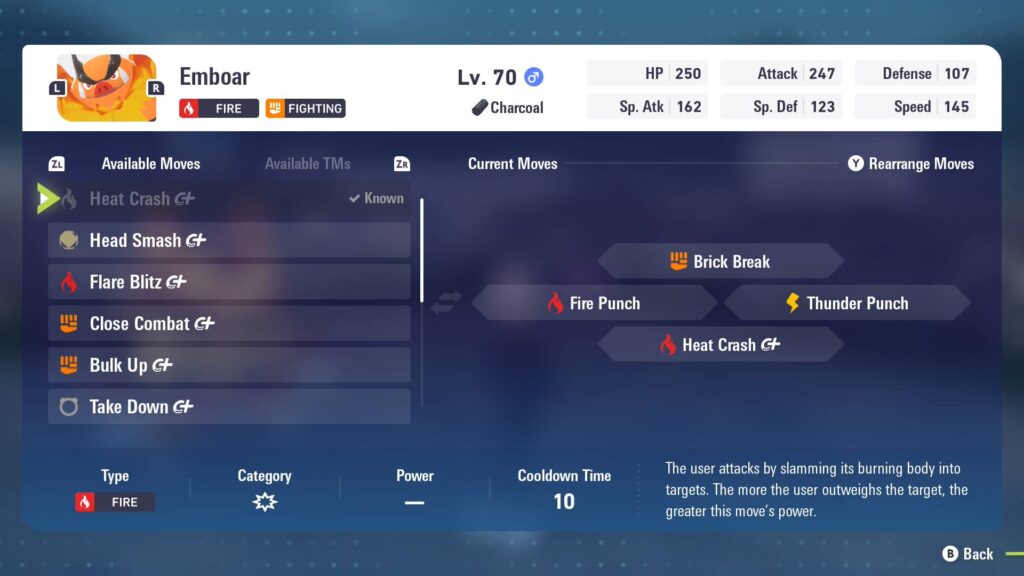Best Moveset for Emboar (Screenshot via esports.gg)