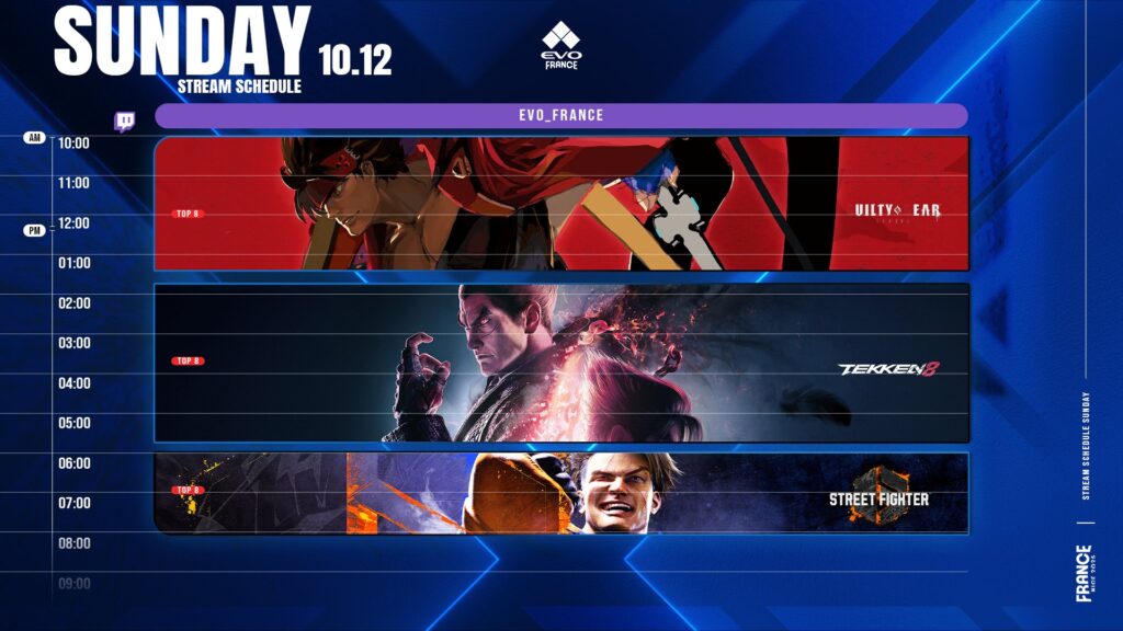 Sunday schedule (Image via Evo)