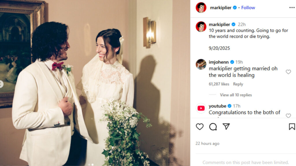 Photo Markiplier and Amy Nelson smiling at each other (Image via Markiplier)