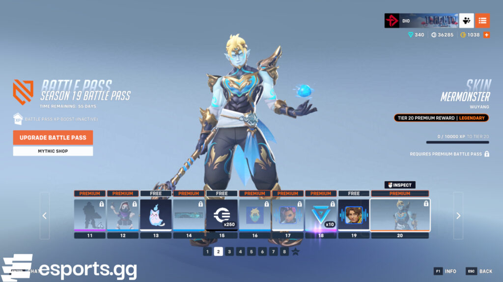 Battle Pass rewards (Screenshot via esports.gg)