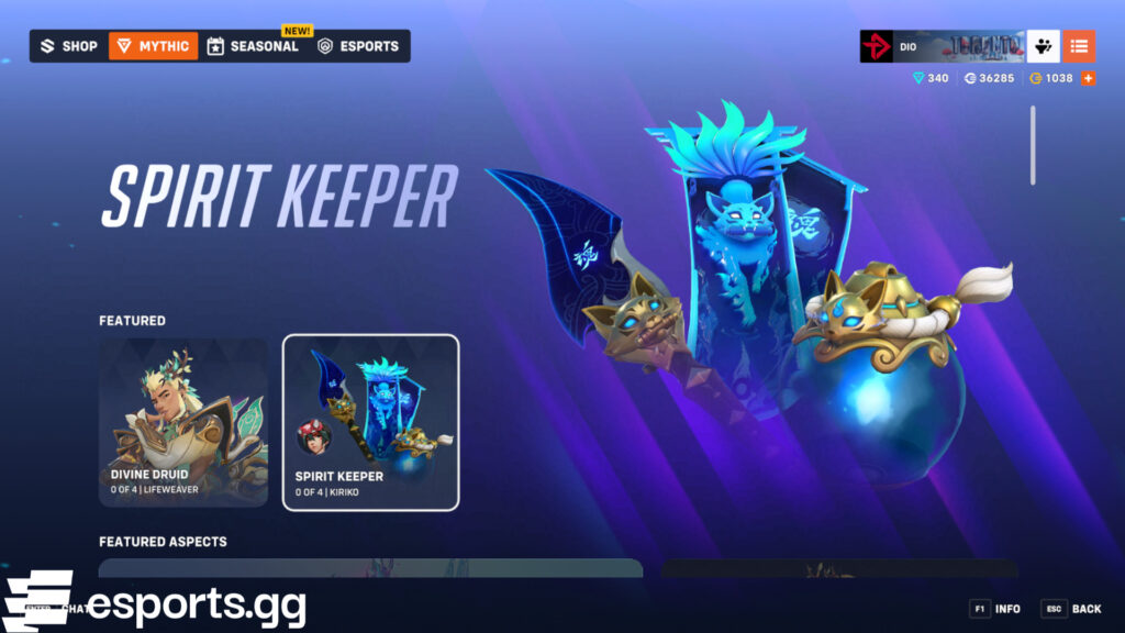 Kiriko mythic weapon skin (Screenshot via esports.gg)