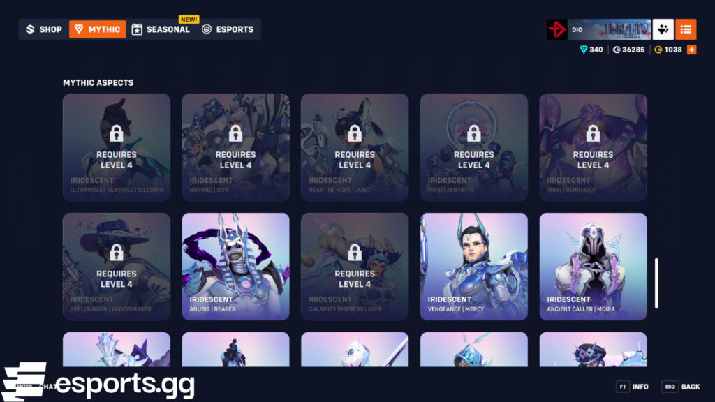 Overwatch 2 Iridescent skins (Screenshot via esports.gg)