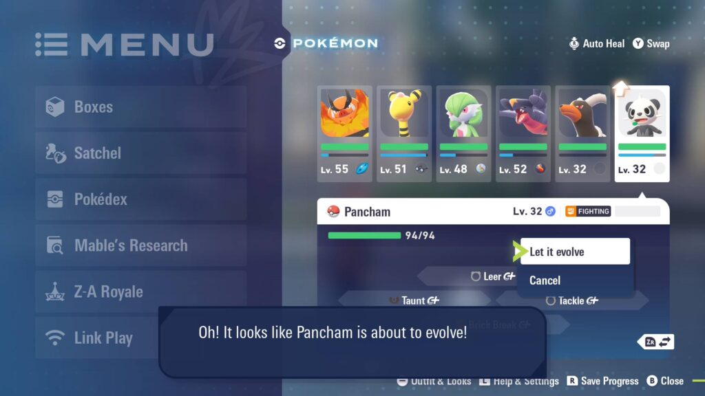 Pancham is ready to evolve with a Houndoom in party (Screenshot via esports.gg)