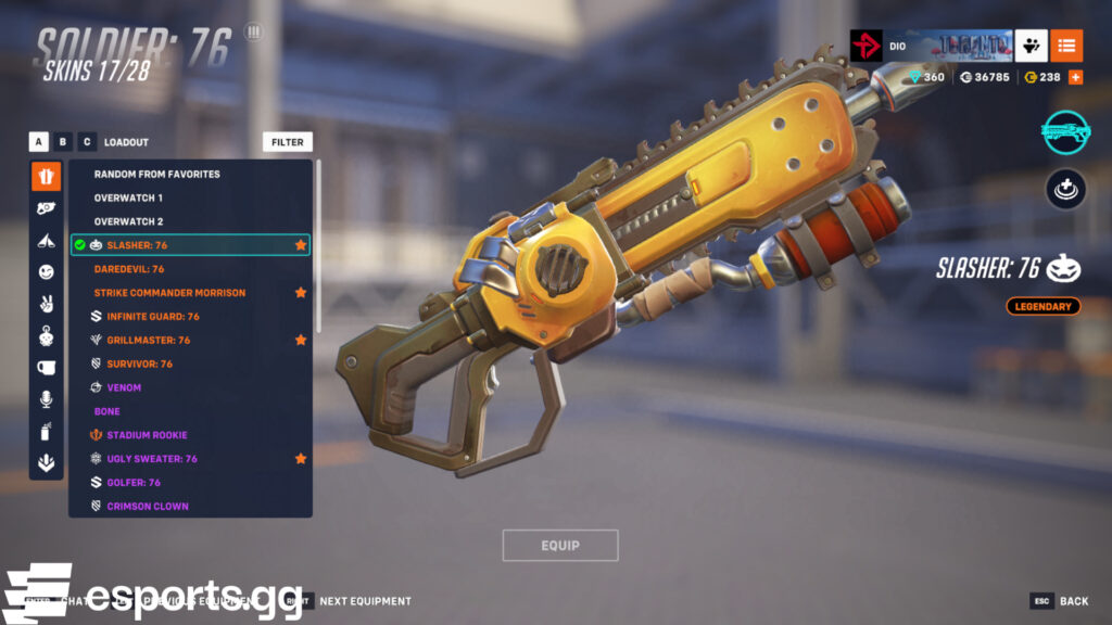 Slasher Soldier: 76's weapon (Screenshot via esports.gg)