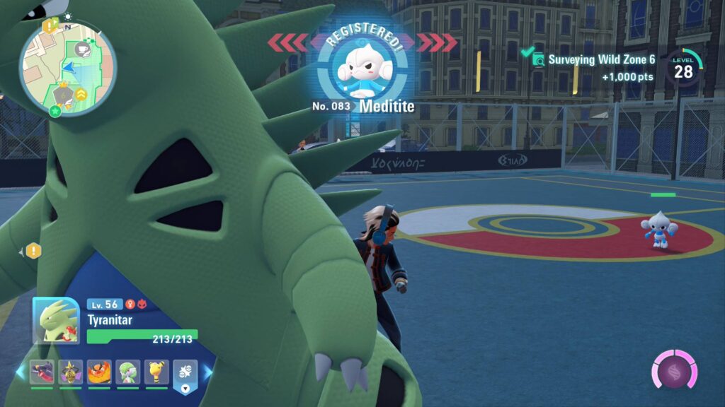 Don't mind my Alpha Tyranitar. I just received 1,000 points by Surveying Wild Zone 6 (Screenshot via esports.gg)