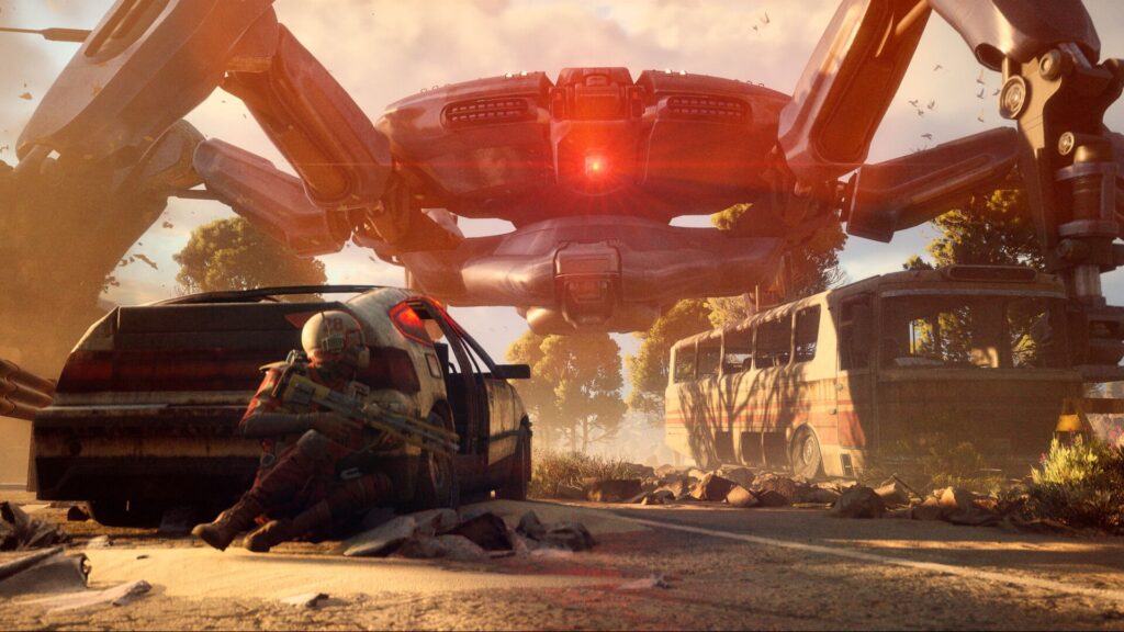 Arc Raiders feature gigantic spider bot AI enemies (Image via Embark Studios)