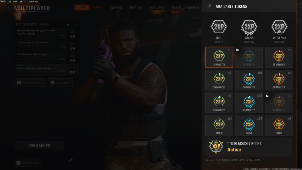 The Double XP menu. Screenshot by esports.gg