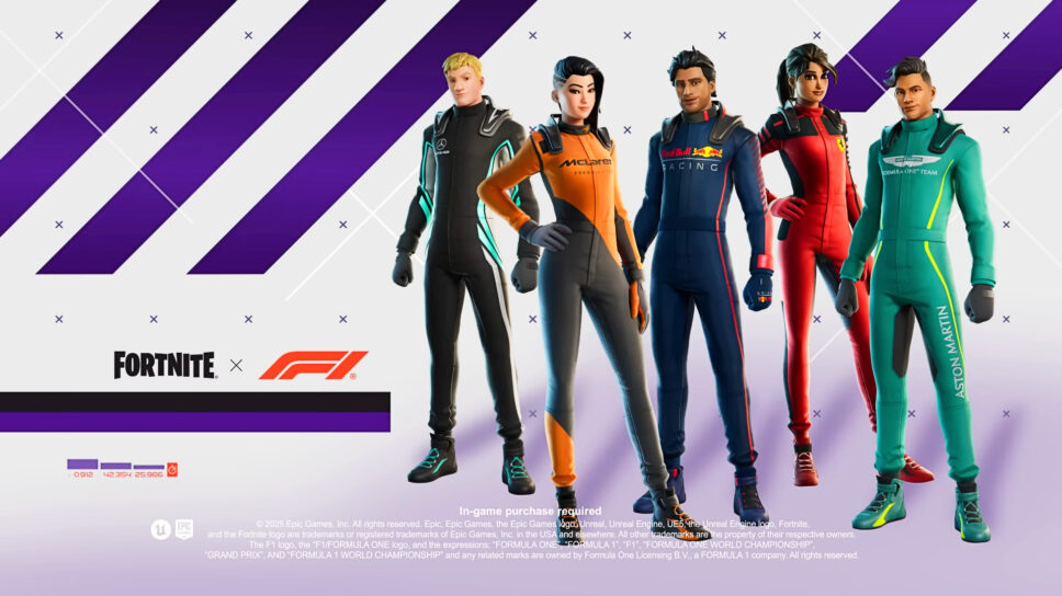 F1 Fortnite collab: Release date, first look, and all skins cover image