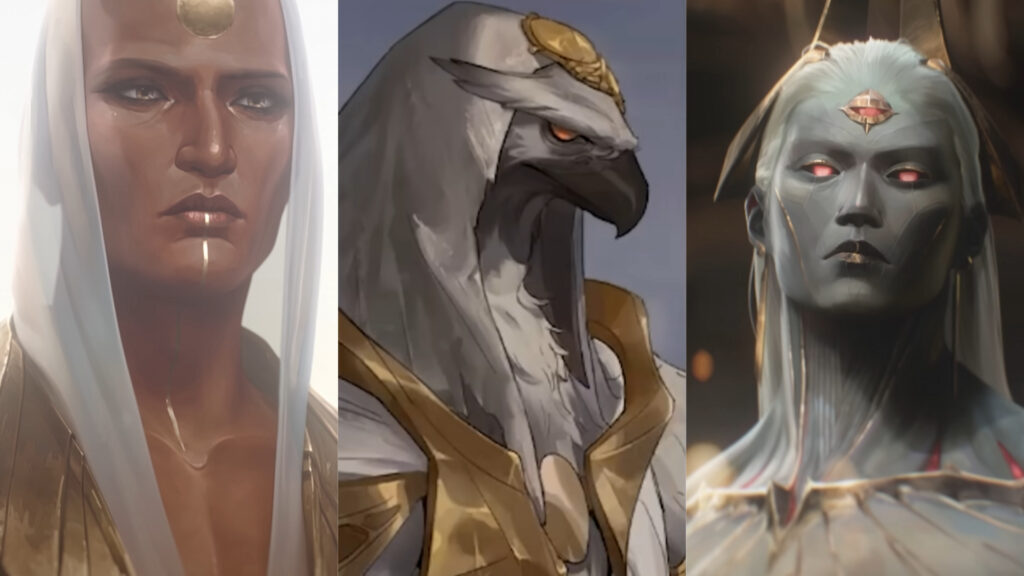 Zaahen in his human, eagle, and Darkin forms (Image via Riot Games)