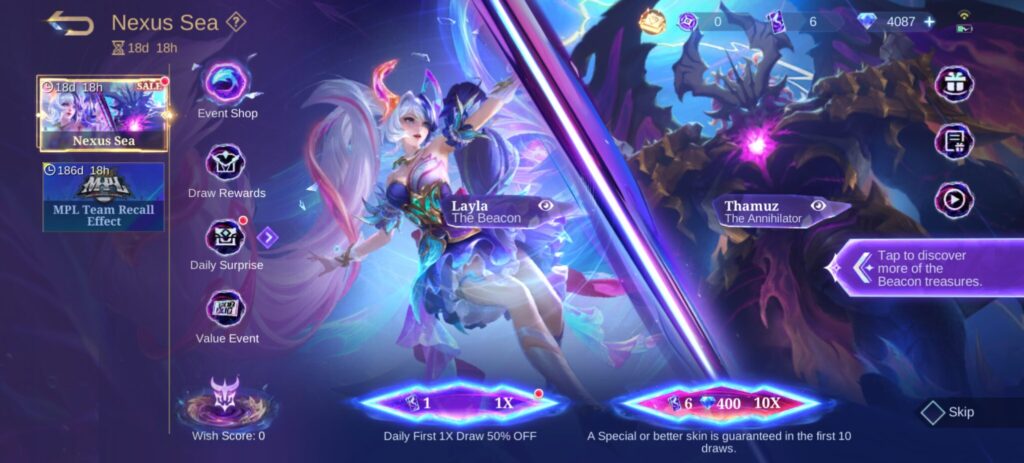 The Nexus Sea draw event in MLBB (Screenshot via esports.gg)