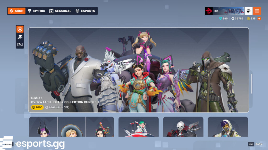 Overwatch shop reset (Screenshot via esports.gg)