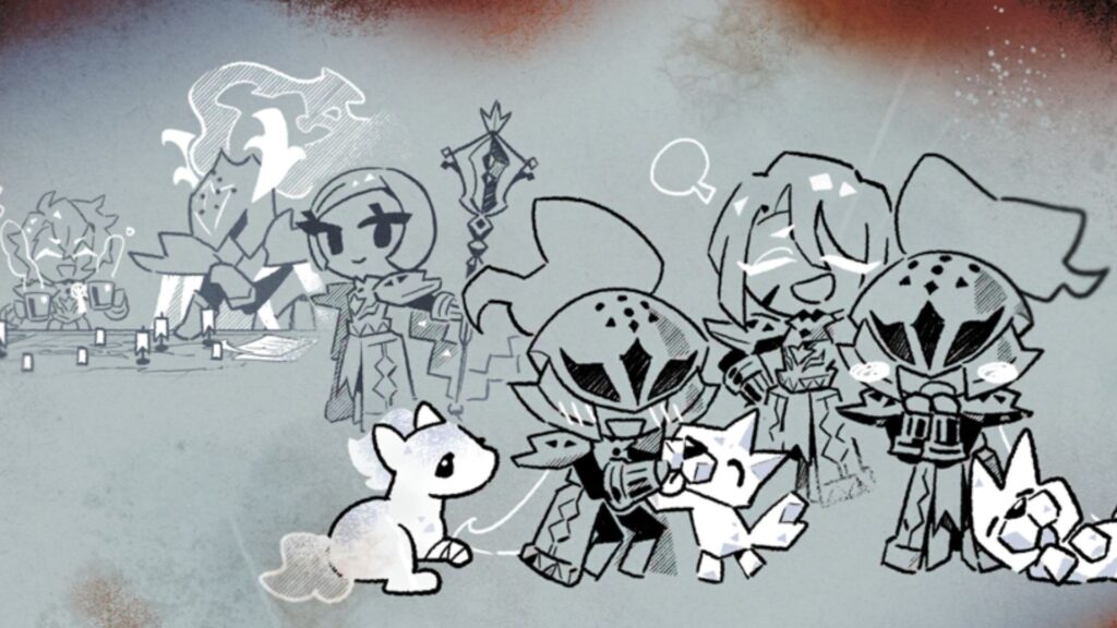 The knights playing with their hounds. (Image via Devsisters)
