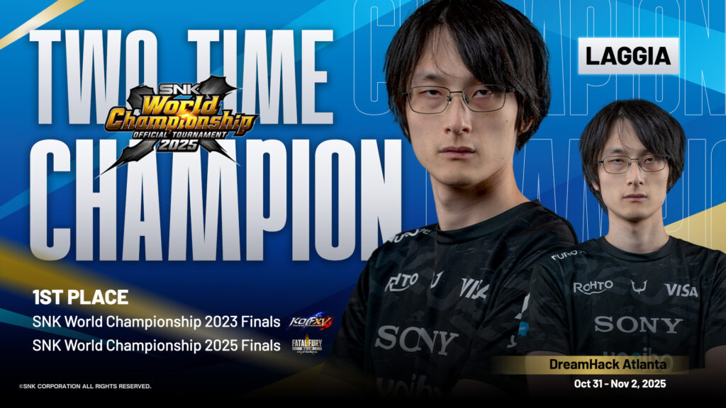 It's the official poster for the player Laggia winning FATAL FURY: City of the Wolves SNK World Championship 2025