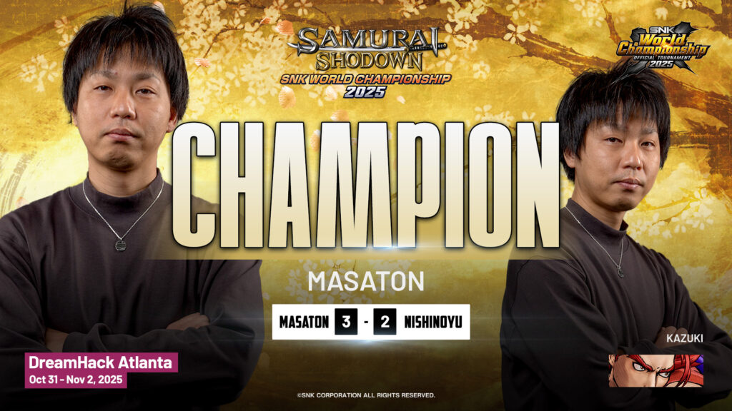 It's the official poster for the player Masaton winning Samurai Shodown SNK World Championship 2025