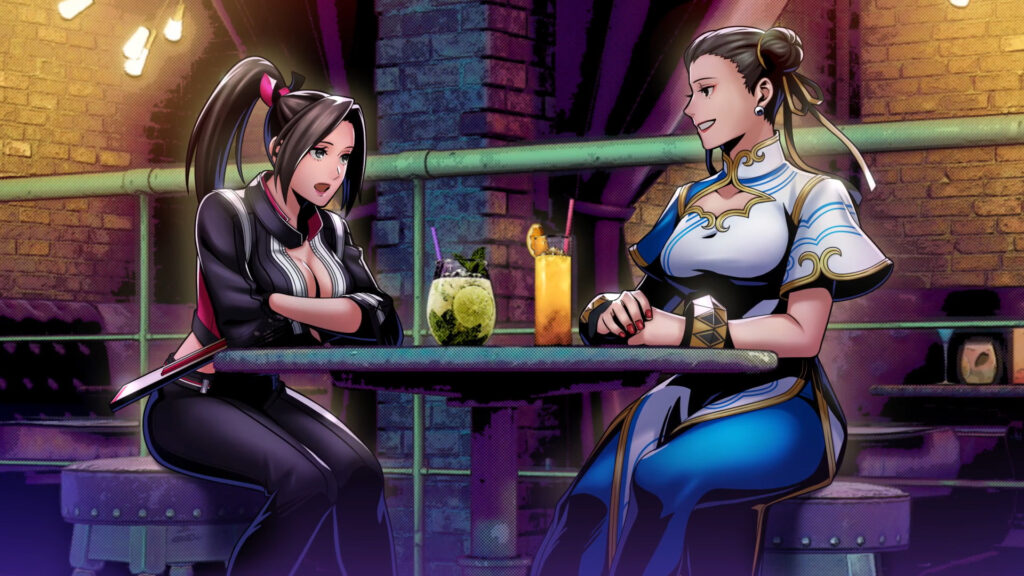 Mai Shiranui and Chun-Li hanging out in South Town (Image via SNK Corporation)