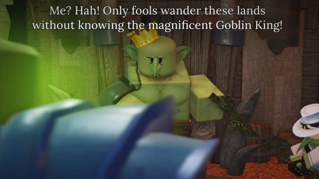 Interacting with the Goblin King in The Forge